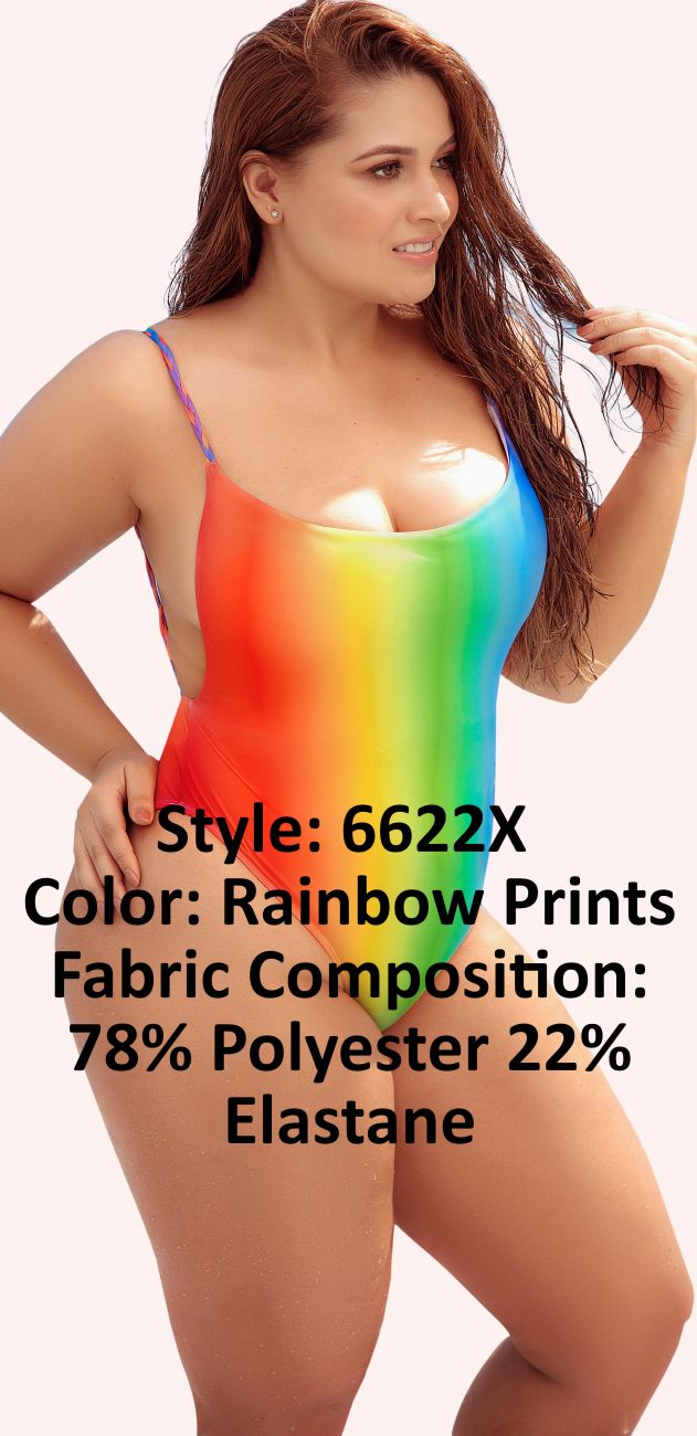 Mapale Curvy Size One Piece Swimsuit Color Rainbow Prints-Mapale
