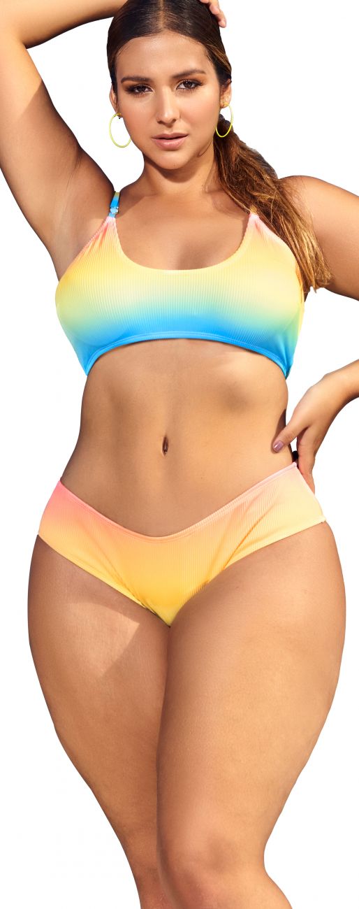 Mapale Curvy Size Ribbed Two Piece Swimsuit Color Printed-Mapale