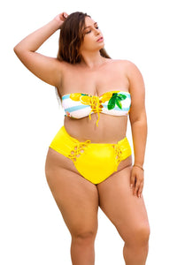 Mapale Curvy Size Reversible Two Piece Swimsuit Color Yellow-Citrus Print-Mapale