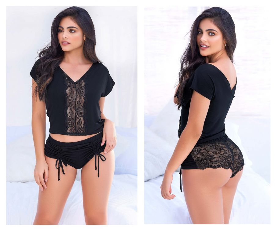 Mapale Top and Cheeky Bottoms Pajama Set Color Black-Mapale