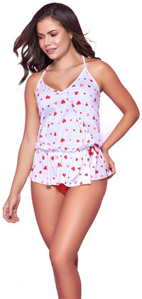 Mapale Top and Cheeky Bottoms Pajama Set Color White-Red-Mapale