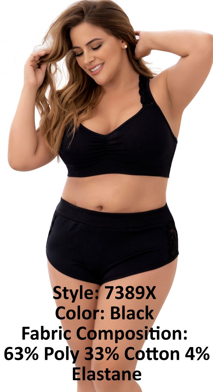 Mapale Curvy Size Two Piece Pajama Set. Top and Shorts Color Black-Mapale