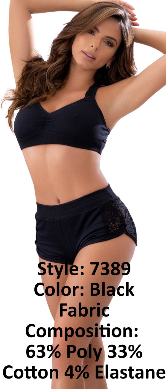 Mapale Two Piece Pajama Set. Top and Shorts Color Black-Mapale