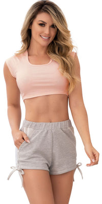Mapale Two Piece Pajama Set. Top and Shorts Color Rose-Grey-Mapale
