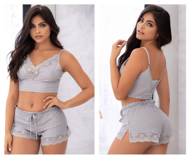 Mapale Two Piece Pajama Set. Top and Shorts Color Gray-Mapale