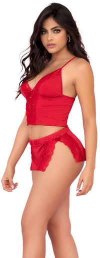 Mapale Two Piece Pajama Set. Top and Shorts Color Red-Mapale