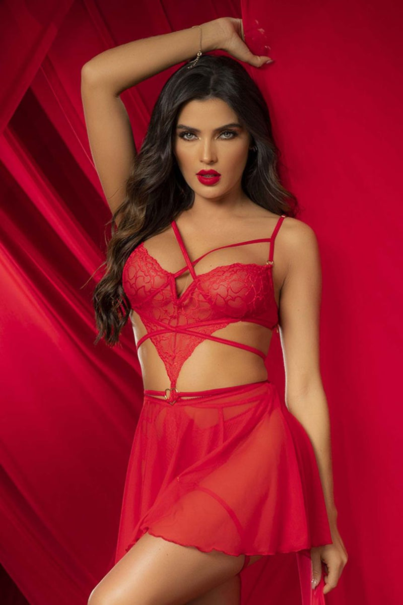 Mapale Babydoll and Teddy Color Red-Mapale