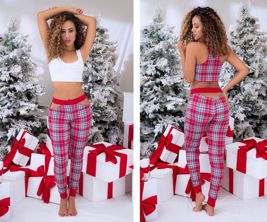 Mapale Two Piece Pajama Set Top and Pants Color Red Plaid-Mapale