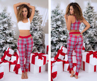 Mapale Two Piece Pajama Set Top and Pants Color Red Plaid-Mapale