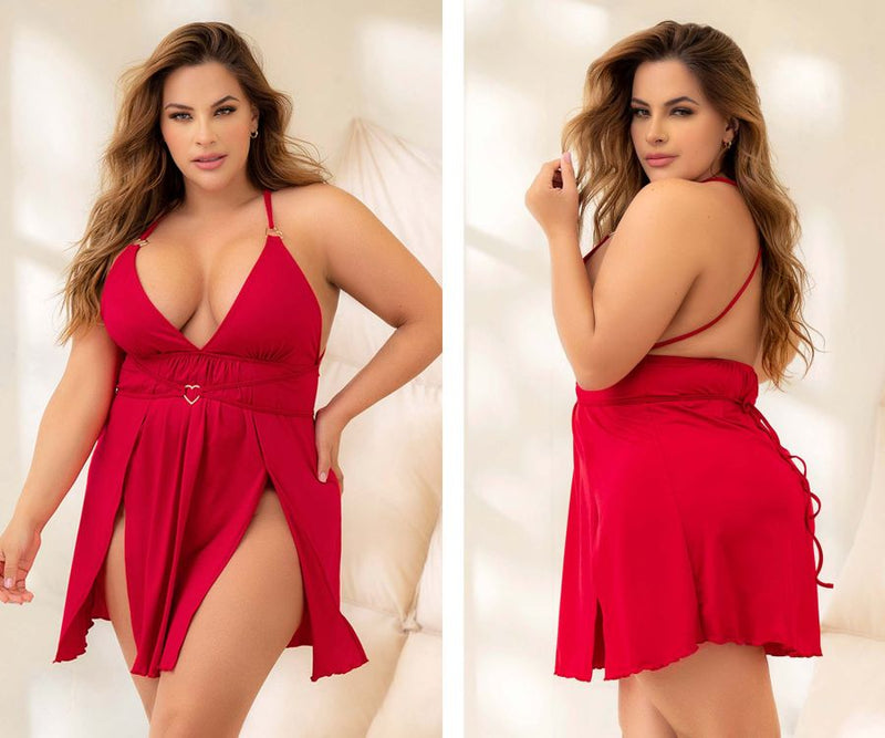 Mapale Curvy Size Sleep Chemise Color Red-Mapale