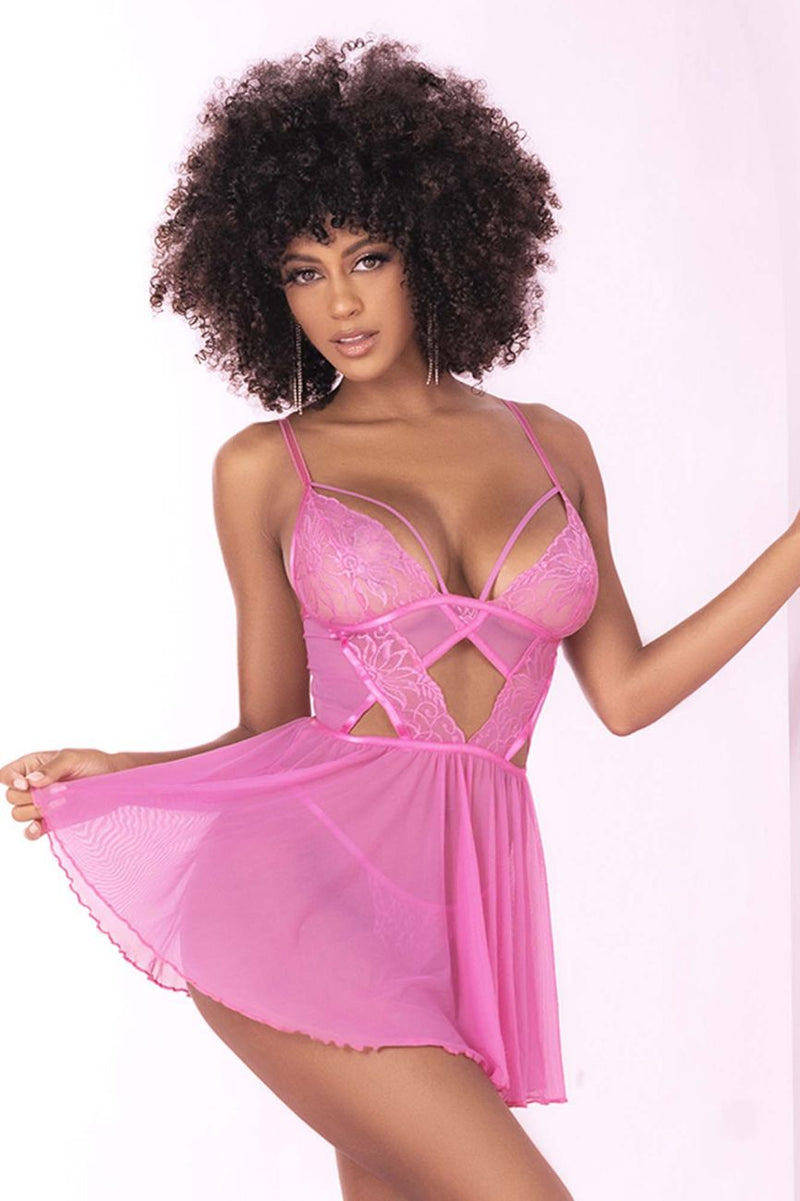 Mapale Babydoll with Matching G-String Color Sunset Pink-Mapale