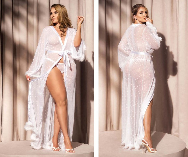 Mapale Curvy Size Long Robe Color White-Mapale