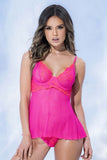 Mapale Babydoll with Matching G-String Color Hot Pink-Mapale