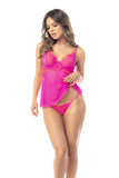 Mapale Babydoll with Matching G-String Color Hot Pink-Mapale