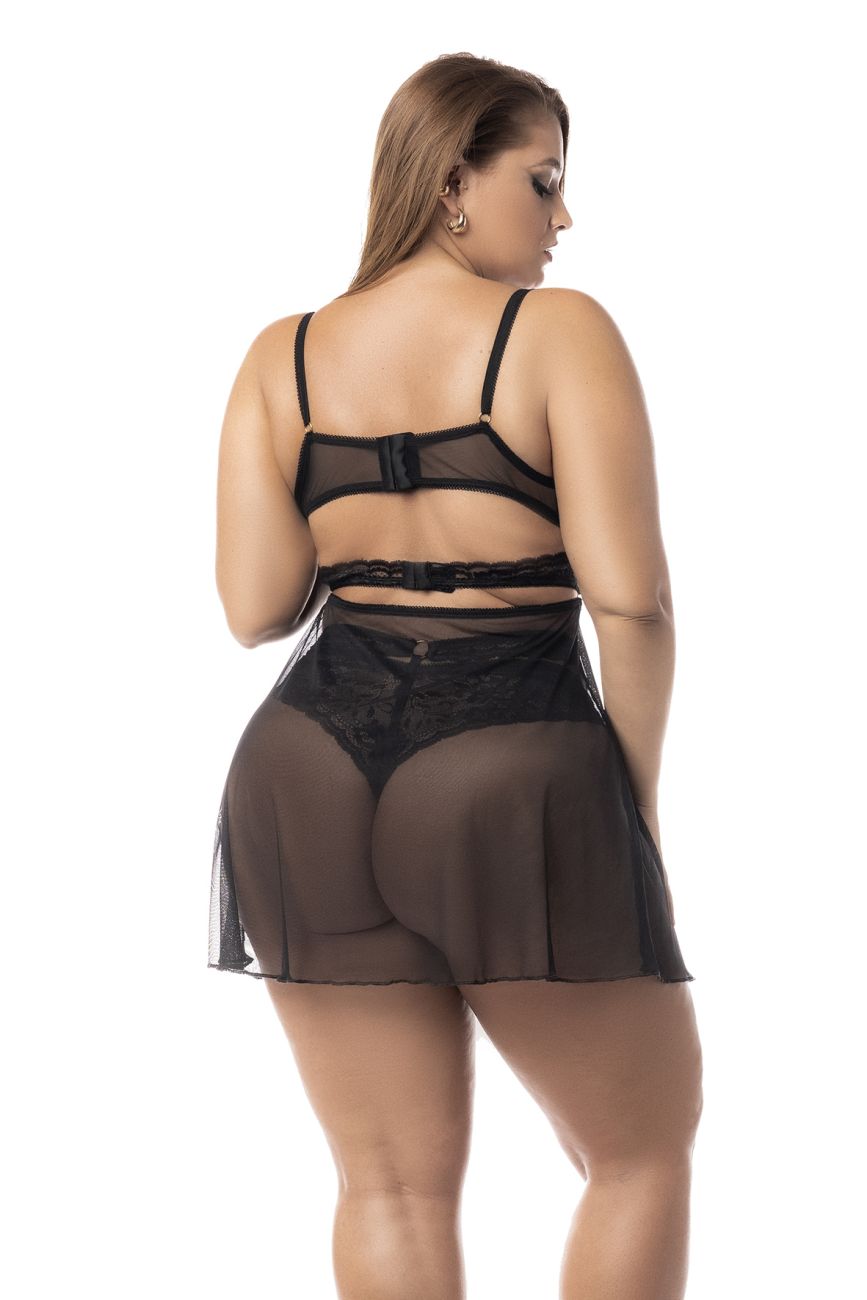 Mapale Curvy Size Two-in-One Babydoll and Two Piece Lingerie Set