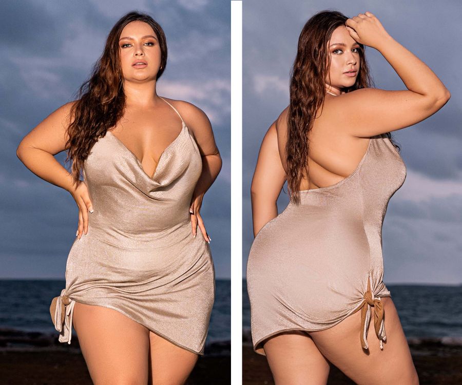 Mapale Curvy Size Beach Dress Cover Up Color Shimmery Mocha-Mapale