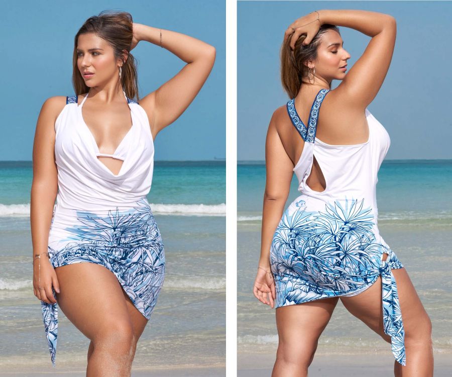 Mapale Curvy Size Beach Dress Cover Up Color Printed-Mapale