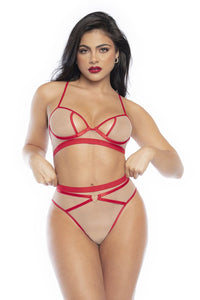 Mapale Two Piece Lingerie Set Color Nude-Red-Mapale