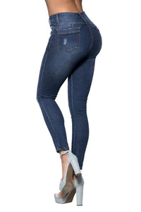 Mapale D Butt lifting jeans with Girdle Lining Color Blue-Mapale