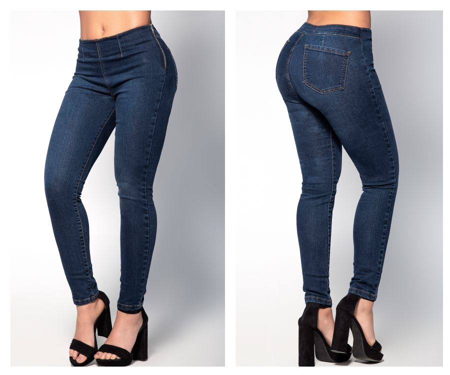Mapale D Butt Lifting Jeans with Side Zipper Color Blue – Unspoken