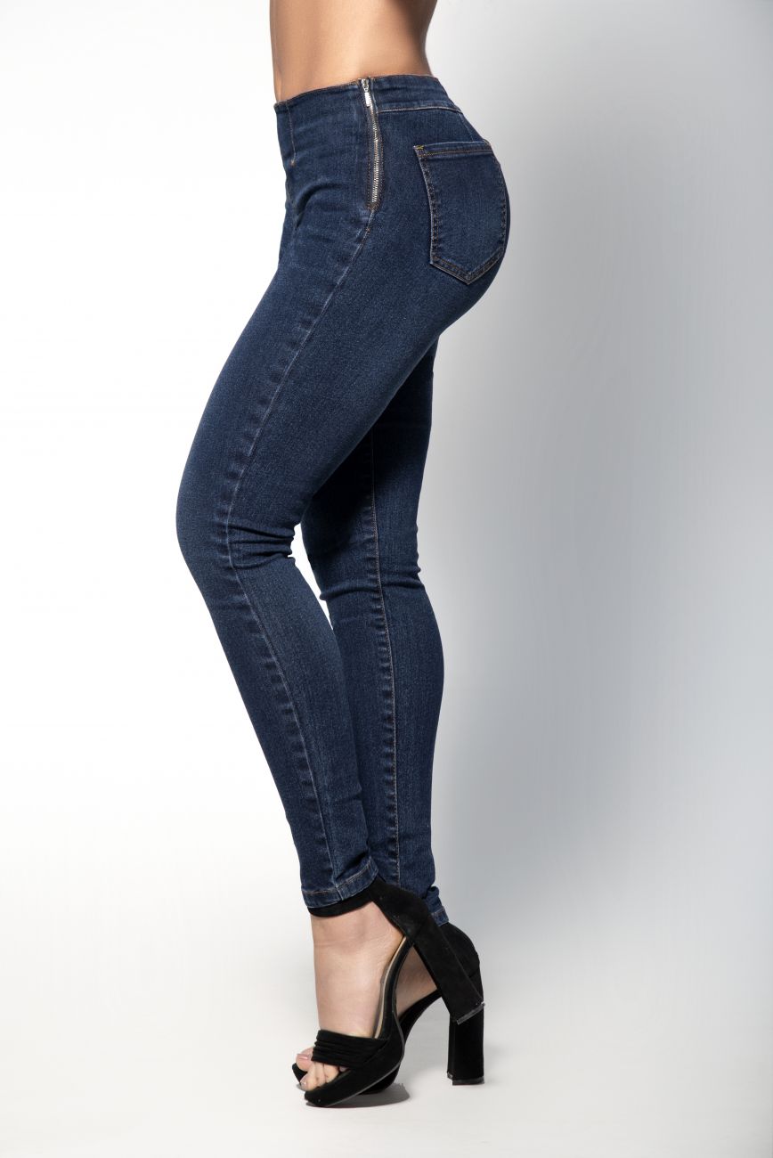 Mapale D Butt Lifting Jeans with Side Zipper Color Blue-Mapale