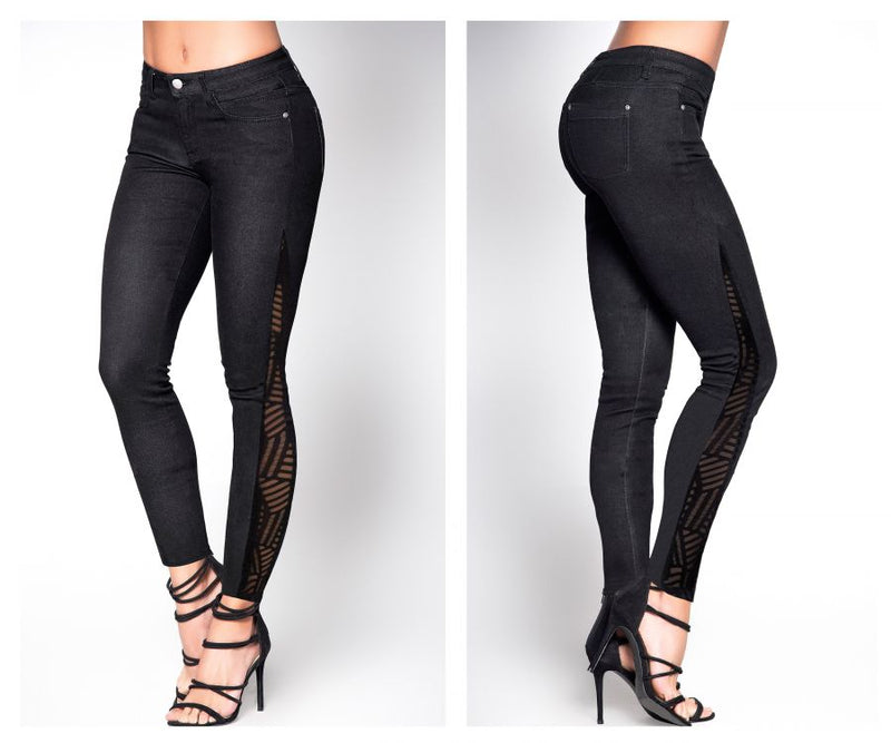 Mapale D Butt Lifting Jeans with Mesh Detail Color Black-Mapale