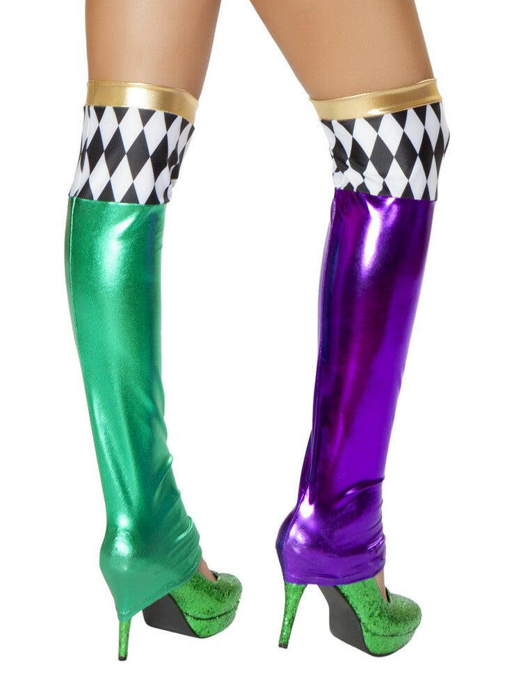 Roma Green/Purple Jester Leggings  - Costume Accessory.