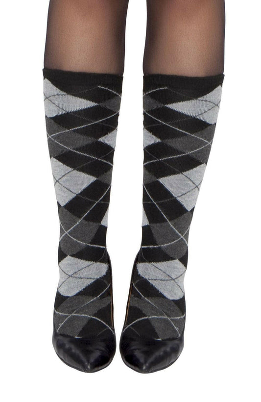 Roma Grey Argyle Leg Warmers - Costume Accessory.