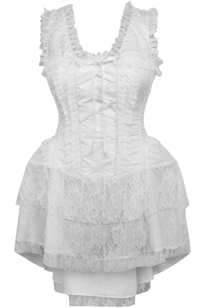 Top Drawer Steel Boned White Lace Victorian Corset Dress.