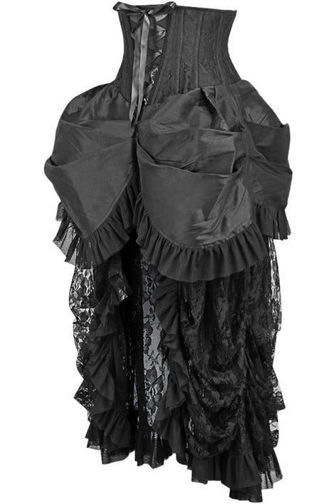 Top Drawer Steel Boned Black Lace Victorian Bustle Underbust Corset Dress-Daisy Corsets