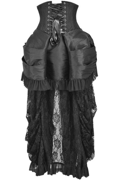 Top Drawer Steel Boned Black Lace Victorian Bustle Underbust Corset Dress.