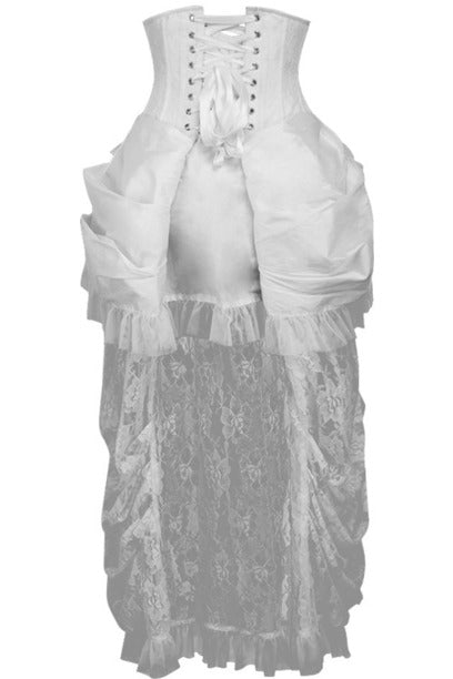 Top Drawer Steel Boned White Lace Victorian Bustle Underbust Corset Dress.