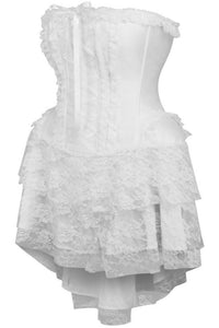 Top Drawer Steel Boned Strapless White Lace Victorian Corset Dress-Daisy Corsets