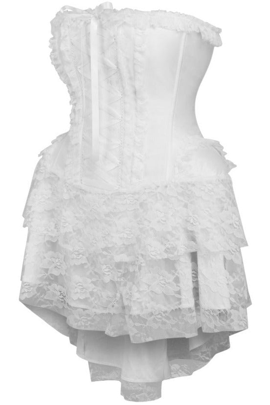 Top Drawer Steel Boned Strapless White Lace Victorian Corset Dress.