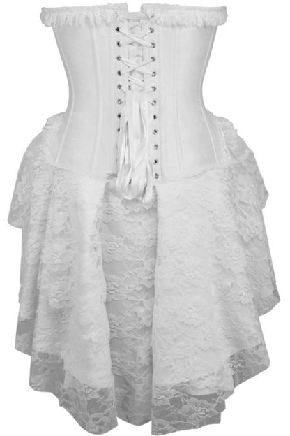 Top Drawer Steel Boned Strapless White Lace Victorian Corset Dress.