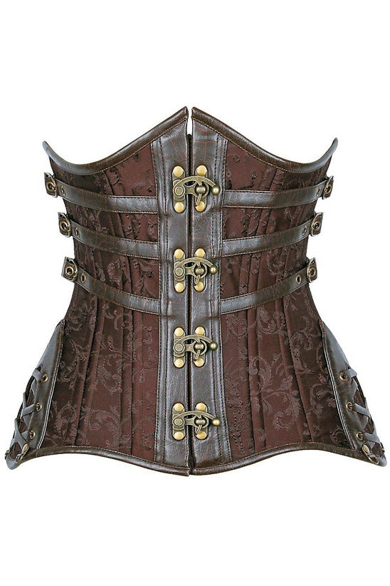 Top Drawer CURVY Brown Steampunk Steel Double Boned Under Bust Corset.