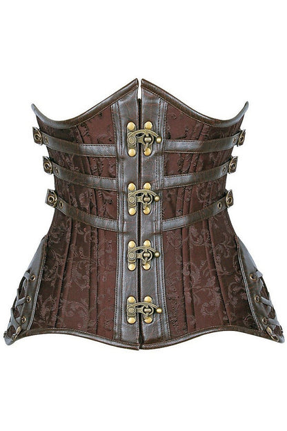 Top Drawer CURVY Brown Steampunk Steel Double Boned Under Bust Corset.
