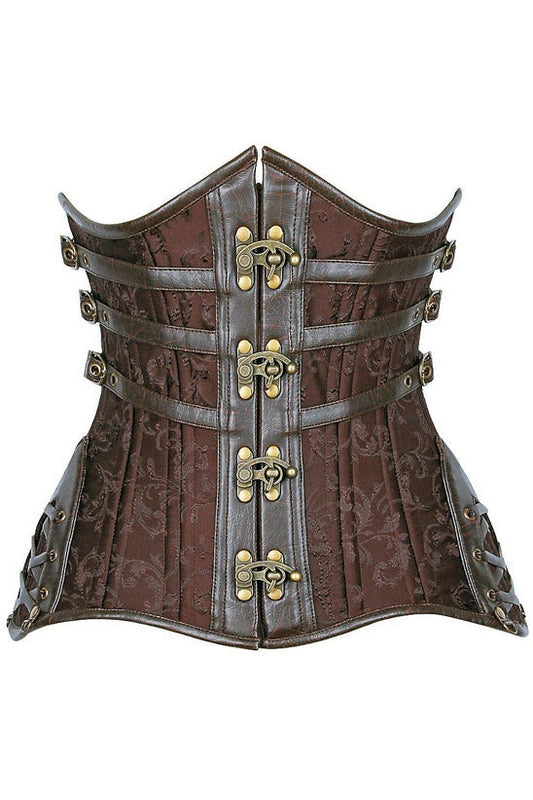 Top Drawer CURVY Brown Steampunk Steel Double Boned Under Bust Corset.