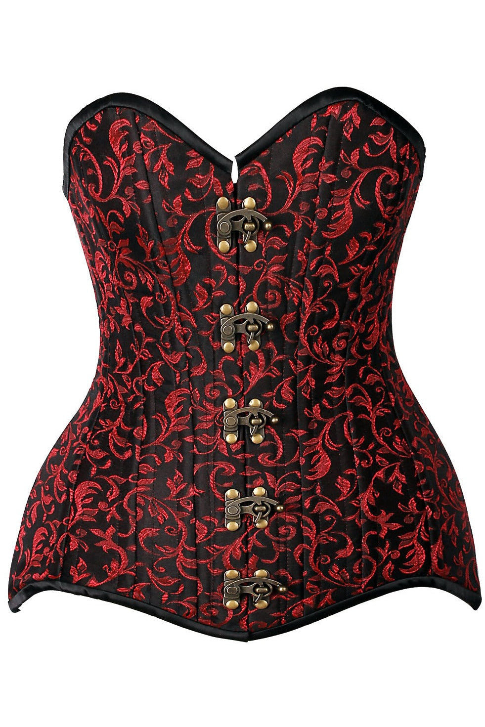 Top Drawer CURVY Black/Red Brocade Double Steel Boned Overbust Corset.