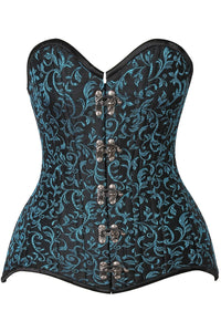 Top Drawer CURVY Teal Brocade Double Steel Boned Overbust Corset-Daisy Corsets