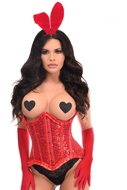 Top Drawer 4 PC Red Pin-Up Bunny Corset Costume.