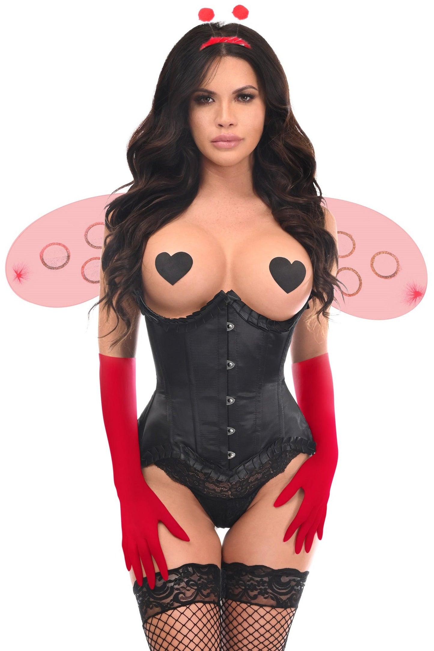Top Drawer 4 PC Pin-Up Ladybug Corset Costume.