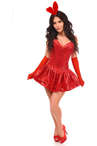 Top Drawer 4 PC Red Sequin Bunny Corset Dress Costume-Daisy Corsets
