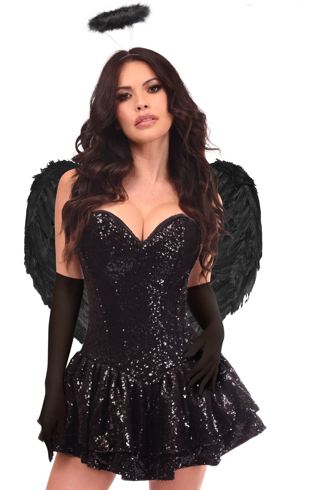 Top Drawer 4 PC Sequin Dark Angel Corset Dress Costume.