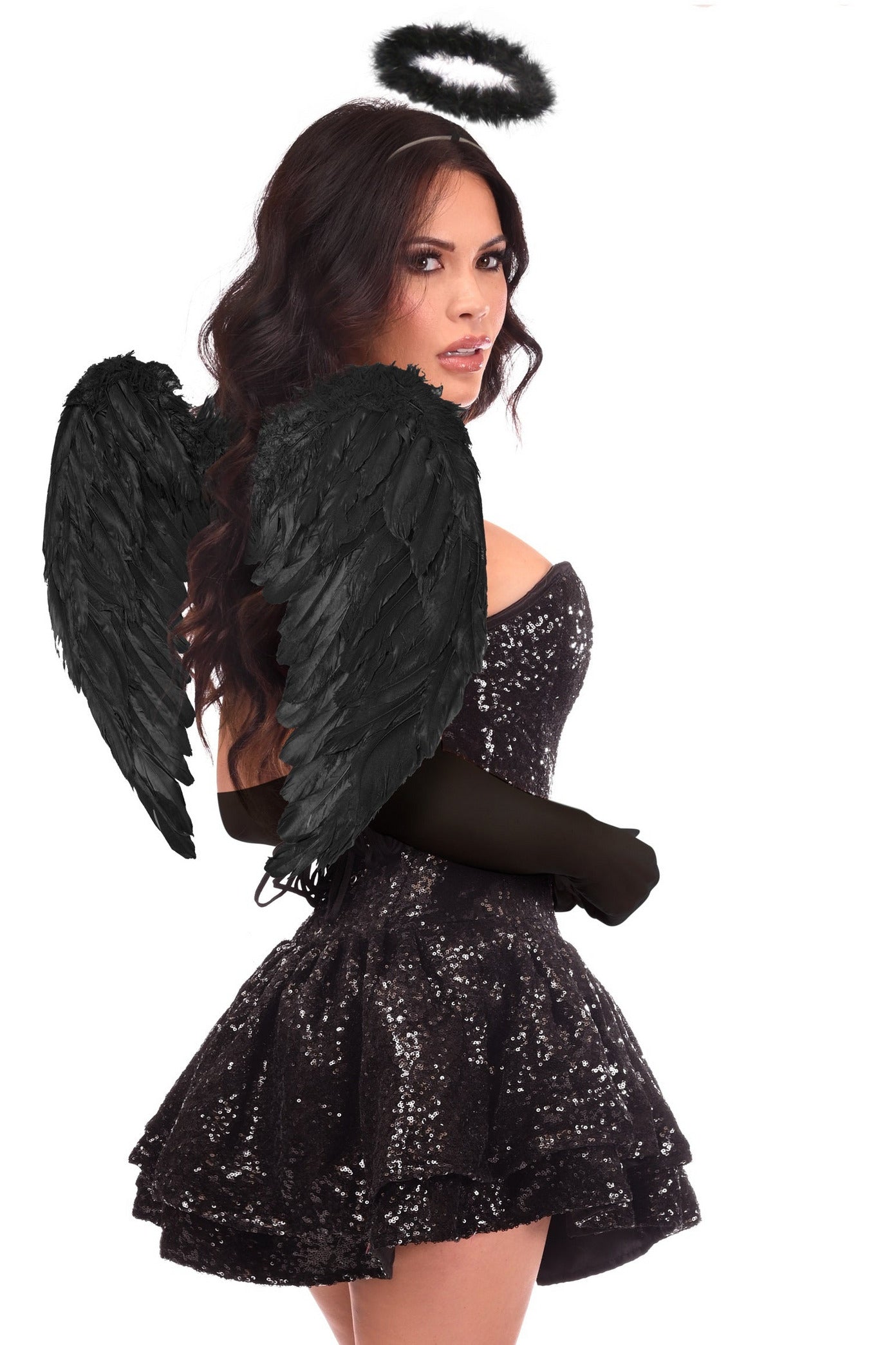 Top Drawer 4 PC Sequin Dark Angel Corset Dress Costume.