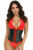 Top Drawer Black Faux Leather Steel Boned Under Bust Corset-Daisy Corsets