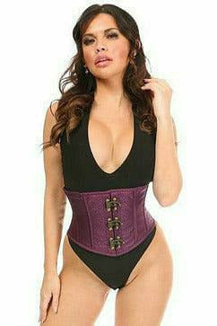 Top Drawer Plum Brocade Steel Boned Mini Cincher w/Clasps.