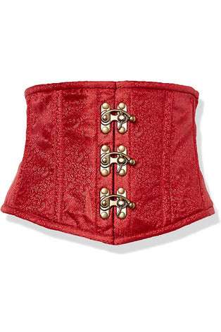 Top Drawer Wine Brocade Steel Boned Mini Cincher w/Clasps.
