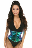 Top Drawer Teal/Blue Holo Steel Boned Mini Cincher-Daisy Corsets