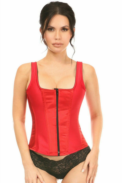 Top Drawer Red Satin Steel Boned Corset w/Straps.